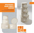 storageLAB 4-Piece China Plate Storage Set | Hard Shell Dividers | Cream | 4 hard shell plate cases - dinner, salad, dessert & saucer, 12 plates each. Felt dividers, stackable. Cream finish.