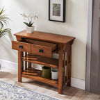 Leick Home 8261 Mission Impeccable Wood Bookcase with Drawers in Medium Oak
