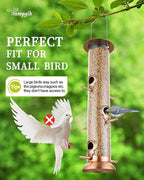 Metal Tube Bird Feeders for Outdoors Hanging,Finch Feeders for Outside,All Metal Brushed Copper Finishing,14 Inch 6 Port (Seed is not Included)