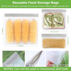 SPLF 18 Pack Reusable Food Storage Bags Dishwasher Safe | Extra Thick Reusable Freezer Bags Leakproof Silicone and Plastic Free Lunch Bag- 6 Gallon, 6 Sandwich, 6 Snack