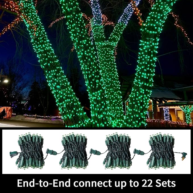 100 Count Green- String Lights - 21.6FT LED Christmas Lights, Mini led Lights for Indoor Outdoor Home Holiday Party Wedding Independence Day Decoration