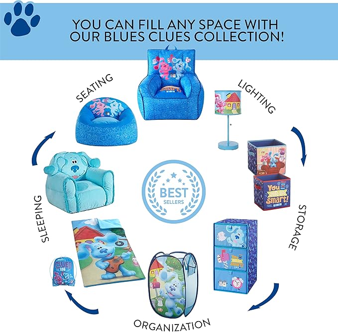 Nickelodeon Blues Clues Toddler 19” Folding Saucer Chair with Cushion, Ages 3+, Polyester