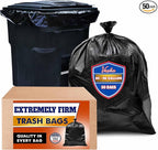 Veska 95-96 Gallon Trash Bags Heavy Duty (Huge 50 Bags W/Ties) 95-96 Gallon Trash Bags Large Black Heavy Duty Can Liners, Large 90-100 Gallon Garbage Can Liners
