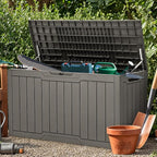 YITAHOME 100 Gallon Outdoor Storage Box, Large Water Resistant Resin Deck Box, Indoor Outdoor Lockable Storage Container for Patio, Garden, Cushions, Tools, Equipment (Taupe)
