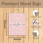 Pink Winter Snowflakes Wooden Sign, 10x8 inches, Rustic Wall Decor