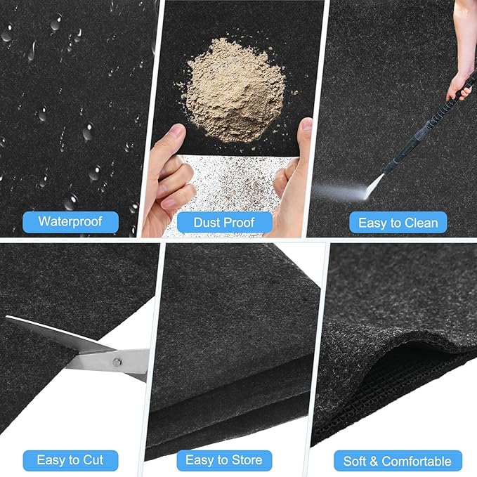 3 mm Thickened Outdoor Storage Shed Mat, 5x6 ft Waterproof Shed Flooring Mat for Patio Furniture Floor Protecting from Wear/Liquid/Dust/Oil, Non-Slip Felt Rubber Rug Pad [Grey]
