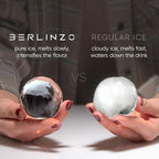 Berlinzo Ice Ball Maker Mold - 4 Clear 2.4in Whiskey Spheres, Non-Electric