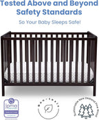 Delta Children Heartland 4-in-1 Convertible Crib, Dark Chocolate + Delta Children Twinkle Galaxy Dual Sided Recycled Fiber Core Crib and Toddler Mattress (Bundle)