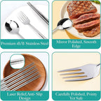 Reusable Travel Utensils with Case, Portable Cutlery for Work | Cute Silverware Set for Lunch Box, Stainless Steel Spoon Fork Chopsticks for Camping, Picnic, Food-Grade, Dishwasher Safe