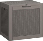 31 Gallon Deck Box, Resin Outdoor Storage Box, Waterproof and UV Resistant Deck Box, Lightweight Storage Box for Garden Tools, Pool Supplies