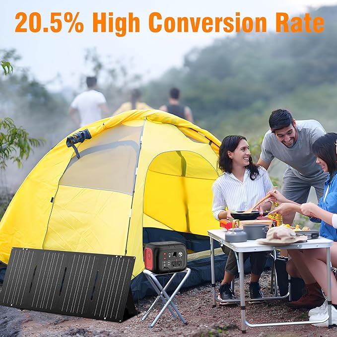 60W YT60 Solar Panel Charger Solar Battery High Efficiency Camping Waterproof IP68 Solar Panel with USB and DC Outputs for Portable Power Station,Power Bank, Phone, Laptop