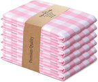 Urban Villa Kitchen Towels Cotton Dish Towels 20”x30” (Set of 6) Pink Wht
