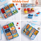 Snackle Box Container Dishwasher Safe Divided Serving Tray with Lid Handle | Charcuterie Board for Portable Snack Platters, Organizer for Fruits Snacks, Perfect for Road Travel - Light Blue