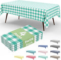 4 Packs Buffalo Disposable Table Cloth, 54 x 108 Inch Waterproof Plastic Tablecloth, Rectangle Teal and White Checkered Table Covers for Picnic, Birthday, Party, Back to School