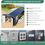 Metal Shed 10x16 FT Big with Heavy-Duty Reinforced Steel Frame and Customizable Skylight, Lockable Doors, 4-Pane Windows, Large Outdoor Storage for Garden, Tools, and Utility