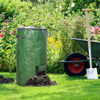 34 Gallon Garden Compost Bin Bag, Reusable Organic Fertilizer Fermented Bag with Lid,Collapsible Leaf Lawn Bags Gardening Container (Green)