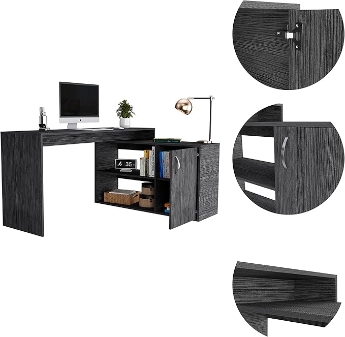 NicBex Kimberly-DW-00042-LWJ Home Office Desks, 45.86"x59.64"x30.11", Gray