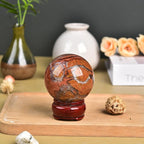 JIC Gem Yellow Agate Crystal Ball Sphere Yellow Healing Crystal Gemstone Ball with Display Stand Home Decor Meditation Grid Energy Balance (50-60mm)