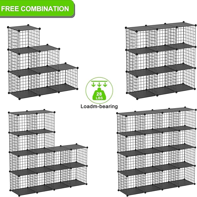 TUMUCUTE Wire Cube Storage Organizer, 25-Cube Metal Storage Shelves Bookshelf, Stackable Modular Closet Organizer for Bedroom Living Room, Office,Storage Shelves
