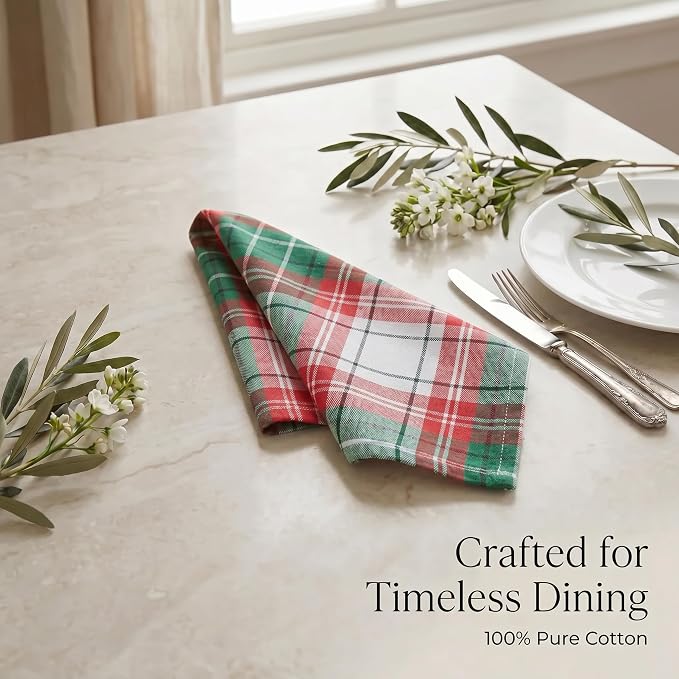 Urban Villa Cloth Napkins Cotton 20x20 (Set of 12) Christ Check