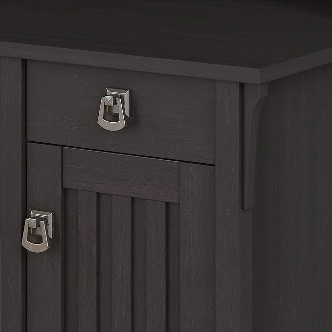 Bush Furniture Salinas L Shaped Desk with Storage in Vintage Black | Modern Farmhouse Corner Table with Drawers and Cabinets for Home Office