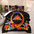 Tailor Shop Celestial Bedding Twin Size,Sun and Moon Bedding for Boys Girls Kids Teens, Mushroom Comforter Gothic Comforter Witchy Comforter Boho Exotic Black Bed with 1 Pillowcases