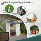 6x4 FT Shed Outdoor Storage Metal Large Garden Tool Sheds with Lockable Doors Floor Frame Shed-Roof Waterproof Steel Utility Equipment Sheds for Backyard Patio Lawn Poolside, Grey