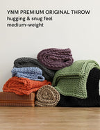 YnM Chunky Throw Blanket, Medium-Weight, Hand Knitted, Skin Friendly, Ventilated and Breathable, Machine Washable, Home Décor Piece for Couch, Sofa and Bed (Exotic Orange, 50x70 Inch)