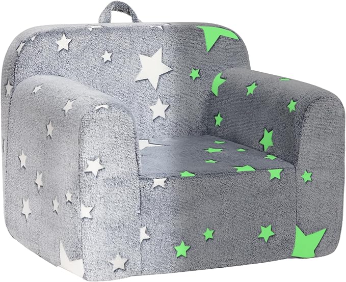 ALIMORDEN Kids Ultra-Soft Snuggle Foam Filled Chair, Single Cuddly Sherpa Reading Couch for Boys and Girls,Star