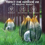 Solar Garden Lights Outdoor Decorations Garden Decor,Crackle Globe Glass,Gardening Gifts Waterproof Solar Lights for Outdoor Decor Patio,Lawn,Balcony,Porch,Yard Art