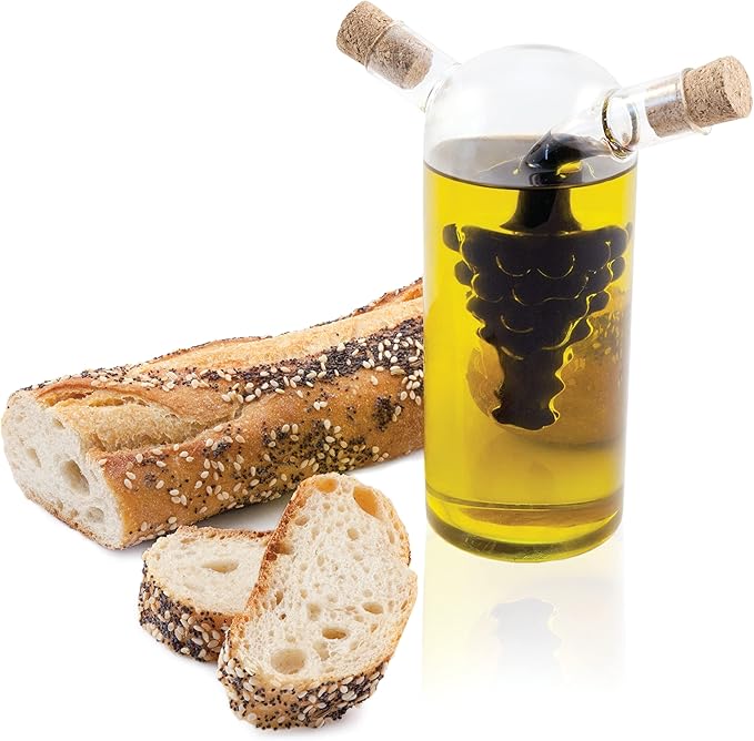 True Napa Olive Oil and Vinegar Cruet with Cork Stopper, Perfect for Housewarming, Picnic, Dinner, BBQ, Outdoor Party, Salad Bar Accessories, Home Essentials, Set of 1