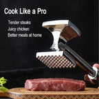 Aluminum Meat Tenderizer Hammer, Dual-Sided Meat Mallet with Grip | Dual-sided aluminum meat tenderizer with textured and smooth sides for tenderizing, flattening, and crushing meats and foods