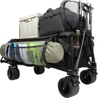 REDCAMP 49" L Extended Collapsible Beach Fishing Cart with Rod Holders, 330LBS Heavy Duty Extra Large Folding Utility Garden Cart with Tailgate and Big All-Terrain Wheels for Grocery, Sport, Fishing