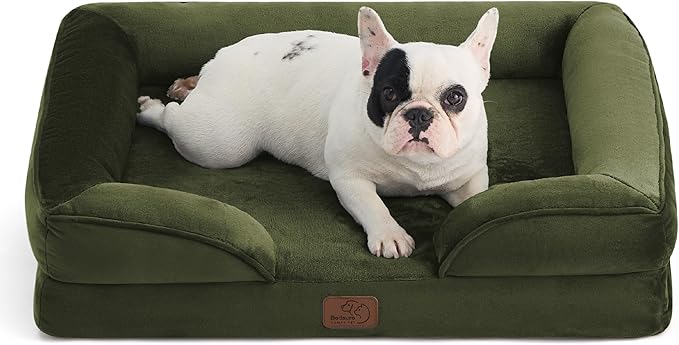Bedsure Orthopedic Dog Bed for Medium Dogs - Waterproof Dog Sofa Beds Medium, Supportive Foam Pet Couch Bed with Removable Washable Cover, Waterproof Lining and Nonskid Bottom, Winter Moss