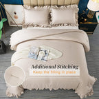 Andency Khaki Comforter King Size(104x90Inch), 3 Pieces Farmhouse Shabby Chic Bedding Comforters & Sets, All Season Soft Lightweight Down Alternative Bed Set for Men Women