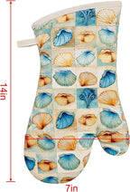 Oven Mitts Gloves 1 Pair Heat Resistant 480 ℉ Non Slip Clear Silicone Printed Shell Comfortable Cotton Lining Kitchen Men Cooking Barbecue Machine Washable (Shell, Beige Mitts)