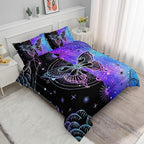 Datura home Black Blue Butterfly Comforter Set for Girls Women,Boho Butterfly Sun and Moon Mandala Printed Bedding Set with 2 Pillowcases(Black Blue Full)