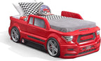 Step2 Turbocharged Twin Size Truck Car Bed, Car Bed for Boys and Girls, Working Headlights & Built-In Storage, Toddlers Ages 3+ Years Old, Adult Assembly Required, Vibrant Red