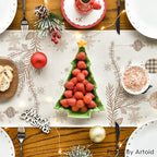 Artoid Mode Brown Pine Trees Snowflake Merry Christmas Table Runner, Winter Xmas Holiday Kitchen Dining Table Decoration for Home Party Decor 13x72 Inch