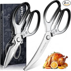 TIJERAS Kitchen Scissors Shears Set - 2PCS Stainless Steel Sharp | Dishwasher Safe, Heavy Duty Poultry Shears, Japanese Cooking Scissor for Food Chicken, Gifts for Women, Black