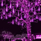 Kwaiffeo Halloween Lights Outdoor, Meteor Shower Lights Icicle Lights for Halloween Christmas Decorations Outdoor, Waterproof UL Plug 8 Tube Falling Rain Lights for Holiday Party New Year