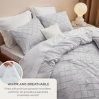 Bedsure Queen Comforter Set - Light Grey Comforter, Boho Tufted Shabby Chic Bedding Comforter Set, 3 Pieces Vintage Farmhouse Bed Set for All Seasons, Fluffy Soft Bedding Set with 2 Pillow Shams