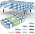 4 Packs Buffalo Disposable Table Cloth, 54 x 108 Inch Waterproof Plastic Tablecloth, Rectangle Aquamarine and White Checkered Table Covers for Picnic, Birthday, Party, Back to School