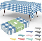 4 Packs Buffalo Disposable Table Cloth, 54 x 108 Inch Waterproof Plastic Tablecloth, Rectangle Aquamarine and White Checkered Table Covers for Picnic, Birthday, Party, Back to School