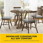 downluxe Indoor Chair Cushions for Dining Chairs, Soft and Comfortable Textured Foam Kitchen Chair Pads with Ties and Non-Slip Backing, 16" x 16" x 2", Light Grey, 2 Pack