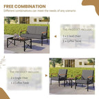 Shintenchi 5 Piece Outdoor Patio Furniture Set, Metal Sofa Conversation Set, including Loveseat, Two Single Chairs and Two Coffee Tables for Backyard, Patio, Balcony, Poolside (Dark Grey)