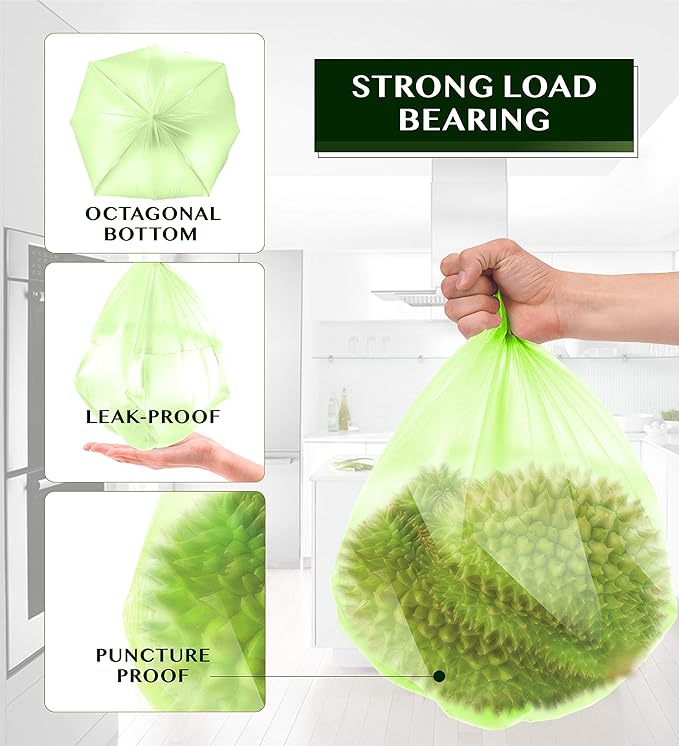 Compostable Trash Bags - FORID 8 Gallon Garbage Bags 150 Count Trash Can Liners 30 Liter Unscented Medium Wastebasket Bags for Kitchen Bathroom Home Office Garbage Can (5Rolls/Green) - Durable & Thick