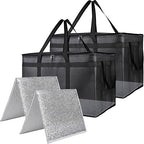Bodaon Insulated Food Delivery Bag with Hard Bottom, XXXL, Black, 2 Pack | Heavy Duty Thermal Catering Tote for Hot Pizza, Cold Drinks & Meal Boxes for Delivery Staff, Restaurants, and Outdoor Events