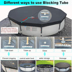 8 Ft Wintet Pool Cover, with Automatic Drain Round Pool Cover, One-Piece Quick Installation and Removal for Round Hot Tub and Spa Pool, Preventing Waterlogging, UV Protected