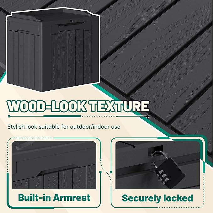 Devoko 30 Gallon Resin Deck Box 2 Pack Outdoor Indoor Waterproof Storage Box for Patio Furniture Pool Accessories Storage for Cushion Garden Tools (Black, 2 Pack)